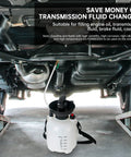 3L Transmission Fluid Pump for Manual Transmission Oil Filling System connected under a vehicle on a lift.