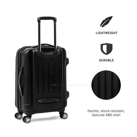 Front view of Kenneth Cole REACTION Renegade 20-Inch black expandable 8-wheel hardside spinner luggage