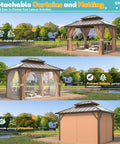 10 Foot By 12 Foot Hardtop Gazebo With Aluminum Frame And Galvanized Steel Double Roof Built Tough For Snow And Wind Heavy Duty Outdoor Pavilion With Curtains And Netting For Patio Lawn Or Deck