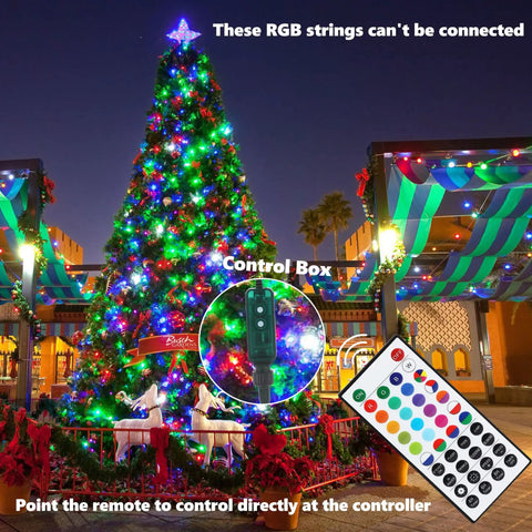 164Ft 500LED RGB String Lights Outdoor With Remote Timer Memory Waterproof For Indoor Outdoor Yard Garden Decor Patriotic 24 Colors 8 Modes Perfect For Fourth Of July Memorial Day Christmas Halloween