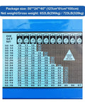 Professional Electric Hydraulic Hose Crimper And Swaging Tool Die size chart showing measurements from 10 to 87 mm.