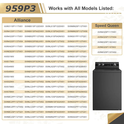 Washer Idler Pulley And Lever Belt Kit For Alliance And Speed Queen Washers Replacement Part 2020782 AP4489045 with model list