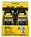 Heavy Duty Ratchet Tie Down Straps 1.5 Inch By 16 Foot 5000 Lb Load Rating 2 Pack displayed in packaging with padded handles.