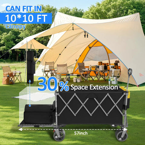 57 Inch Long Collapsible Wagon With Tailgate And Brake For Beach Gear Groceries And Outdoor Use All Terrain Big Wheels