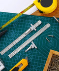 Two Piece 6 Inch Pocket Ruler Flexible Stainless Steel With Detachable Clips Dual Scale Inches And Centimeters Pocket Clip Gauge