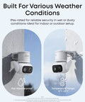 Wired Security Camera With 360 Degree Pan And Tilt, Indoor Outdoor Weatherproof IP66, mounted on wall in snowy conditions.