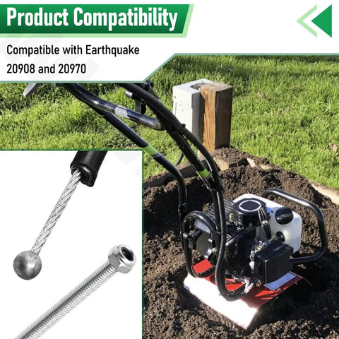 Front Tine Tiller Cable For 20908 And 20970 Models Replacement 3108A 20827 M5 End M8 Mount Kit with installed tiller