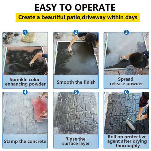 Step-by-step guide using Concrete Stamps Stone Tile Texture Mat For Outdoor Landscaping Dope Realistic Slate Floor Imprint Mold
