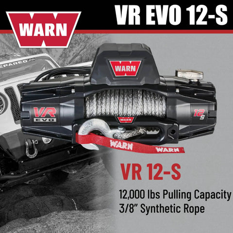 12,000 Lb Electric Winch For Trucks SUVs And Jeeps With Synthetic Rope 12V Heavy Duty Off Road Recovery Gear Built For Safe Handling And Beast Mode Spooling With Serious Pull Power, WARN VR EVO 12-S