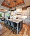 Seeded Glass Pendant Light In Matte Black Finish Dope Industrial Mini Design With Adjustable Rope Height in kitchen setting