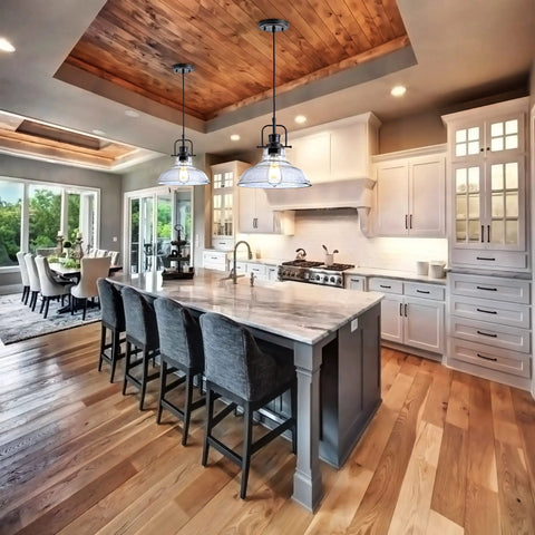 Seeded Glass Pendant Light In Matte Black Finish Dope Industrial Mini Design With Adjustable Rope Height in kitchen setting