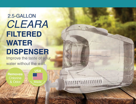 Filtered Water Dispenser Two And A Half Gallon BPA Free Plastic Beverage Dispenser With Spigot And Filter Keeps Water Cold In The Fridge Removes Chlorine And Odor For Better Tasting Water And Easy Refill