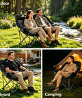 Adults sitting in Oversized Padded Camping Chairs Set of 2 for Outdoor Sports