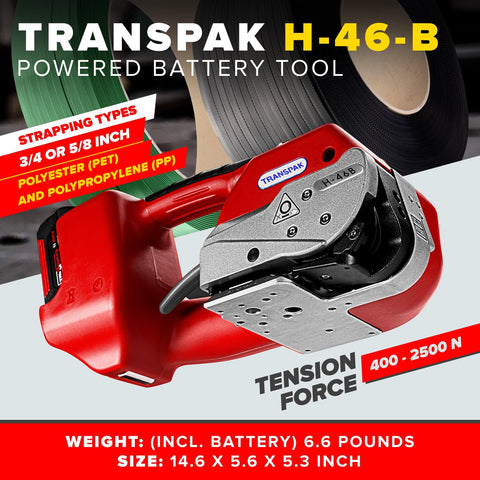 Battery Powered Premium Industrial Strapping Tool For Three Quarter Inch PET And PP, Beastly High Speed Performance With 4000mAh Bosch Battery, Up To 500 Cycles Per Charge, Two Thousand Recharges, Rugged Heavy Duty Packaging Machine