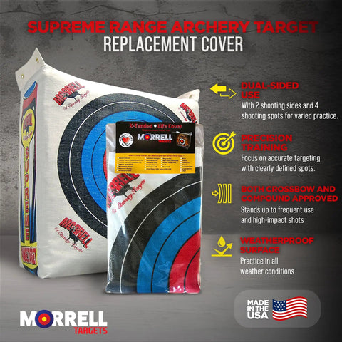 Weatherproof NASP Archery Target Bag Cover Replacement with dual sides and four shooting spots, white cover only, pro grade.