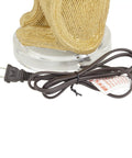 Base detail of Leopard Polystone Table Lamps Set of 2 in Gold Finish, showing bead texture and power cord.