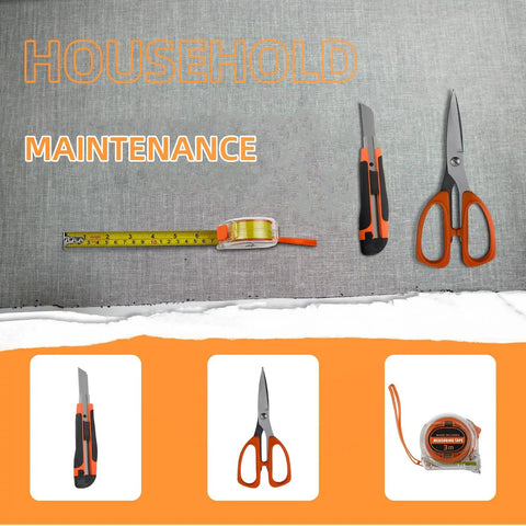 20 Piece Orange Home Tool Set With Ergonomic TPR Handles, Durable Chrome Plated Tools For DIY Home Repairs And Outdoor Projects