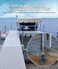 Heavy Duty Dock Pole Auger Anchor Kit Marine Grade Spiral Design anchored in aluminum dock post to prevent drifting.