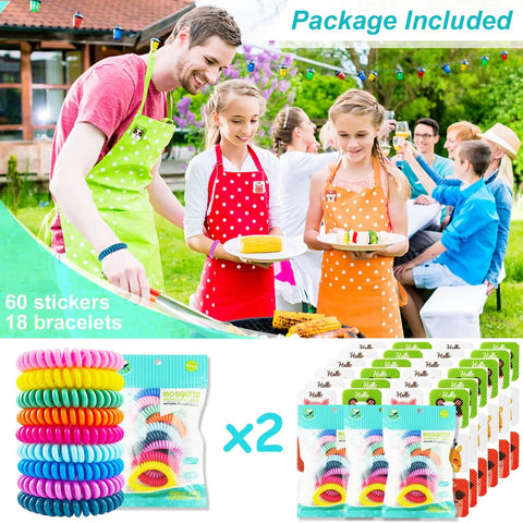 Outdoor gathering using 18 Pack Mosquito Repellent Bracelets With 60 Patch Refills, DEET-Free Insect Repellent Wrist Bands visible