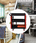 Beefy Three Tier Rolling Tool Cart On Wheels With 660 Lb Capacity, Heavy Duty Steel Garage Organizer With Rust Resistant Powder Coat, 34.2 Lb Net Weight, Smooth Rolling Mobility For Tools And Gear In Your Shop in workshop setup