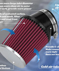 Close-up of air filter from Predator 212 Stage 1 Carb Kit With 212 Exhaust Pipe, showing 62mm diameter and stainless steel bottom.