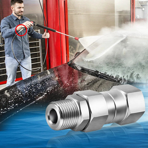 Three Eighth NPT Pressure Washer Swivel Fitting Anti Twist Connector 360 Degree Stainless Steel Male To Female For Hose And Gun Kink Free Joint Two Pack on pressure washer hose