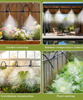 100 Ft Drip Irrigation System For Garden With 16 Adjustable Brass Nozzles And Bendable Rods in use