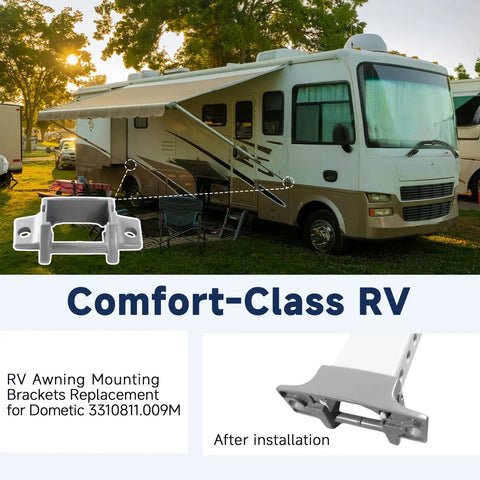 RV Awning Mounting Brackets Replacement Direct Fit for A E 8300 8500 8700 9000 Series Diecast Foot Service Kit With Rivets Heavy Duty and Easy Install for RV Awnings