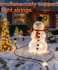 Three Outlet Outdoor Extension Cord powering light-up snowman in winter garden. 25 Ft 16 AWG 3 Conductor Waterproof SJTW ETL Listed