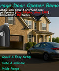 2 Pack Replacement Garage Door Opener Remote Compatible With Intellicode And Overhead Door ACSCTG, shown with car in driveway