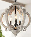 Rustic Farmhouse Wood Chandelier For Dining Room And Foyer With Distressed Finish Classic Curves Frame Candelabra Base Lighting