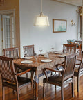 Dining room with Cozy Linen Shade Pendant Light With Cream White Shade In Gold Cage, Adjustable Cord And Canopy, ETL Listed.