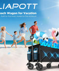 Beast Of A Foldable Wagon Cart With Brakes And All Terrain Wheels, 560 Lbs Capacity on a beach with family carrying gear
