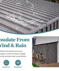 Rugged 4x9.2 Ft Outdoor Storage Shed Made From Galvanized Steel With Lockable Door And Window, waterproof design under rain