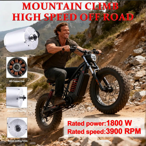 Rider on dirt bike with Beast Power 48V 1800W Brushless DC Motor Kit for Go Karts and E-Bikes, 3900RPM Max, 5.1N.M Torque