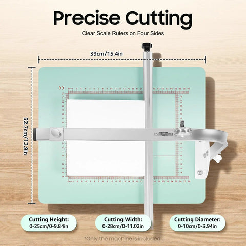 Top view of Tabletop Dope Hot Wire Foam Cutter with adjustable angle and ruler guide for precision cutting, dimensions shown.
