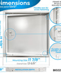 Heavy Duty Metal Access Panel for Drywall 12 x 12 Inches with a Slick Screwdriver Release Latch and Tough Steel Frame dimensions illustration