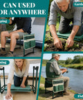Heavy Duty Garden Kneeler And Seat With Dual Tool Bags, Extra Wide 11.02 Inch Foldable Stool shown in use for various activities