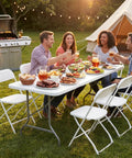 6 Foot Folding Picnic Table Built for On The Go Camping Picnics Parties and Kitchen Use Easy to Fold and Store With Carrying Handle