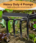 2 In 1 Garden Hoe Cultivator With 62 Inch Long Handle Stirrup Weeder And Soil Loosener Heavy Duty 4 Prong Tiller in garden use