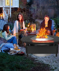 Adjustable Fire Pit Surround Tabletop For Solo Stove Bonfire Ranger Two Point Zero With Coated Steel And UV Resistant Outdoor Fabric in use by group