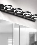 Bold Black 33 Inch LED Vanity Light Four Light Modern Acrylic Wall Sconces With 350 Degree Rotatable Over Mirror