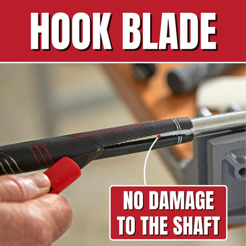 Using hook blade on golf club grip from Premium Golf Grip Kit For Regripping with 15 2x10 Tape Strips Durable Rubber Vise Clamp
