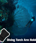 Diver using Hands Free Wrist Light Holster For Diving And Outdoor Explorations Adjustable Strap Mount Fits 25 To 30mm Flashlights