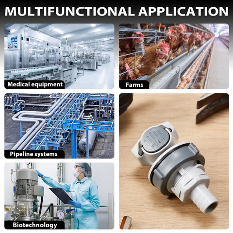 Leak-Free Tool-Free 1/2 Inch ID Valved Bulkhead Hose Barb With 3/8 Inch High Flow Quick Disconnect Coupling Panel Mount Fluid Fitting on wood