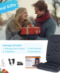 Christmas gift featuring Ten Vibrating Motors Massage Seat Cushion With Heat, back massager for chair with adapters and user manual.