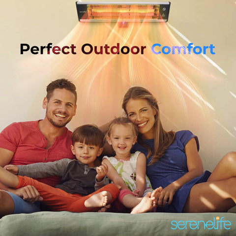 Wall Mounted Infrared Patio Heater 1500W With Remote Control No Gas Needed Hot Fast Heat IP65 Weatherproof Outdoor Indoor