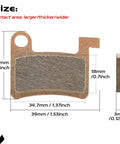MT600 Electric Bike Disc Brake Pad Set Dual Pack For LD 200Plus And LD4X 600, dimensions and side view shown