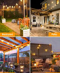 25 Ft Outdoor String Lights For Patio And Garden, Dimmable, Weatherproof, Shatterproof ST38 Edison Bulbs in backyard, patio, gazebo, balcony