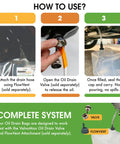 Used Oil Drain System, No Mess Collection With 20 Qt Jug And Handle, Collapsible Clear Bag For Direct Pour instructions steps